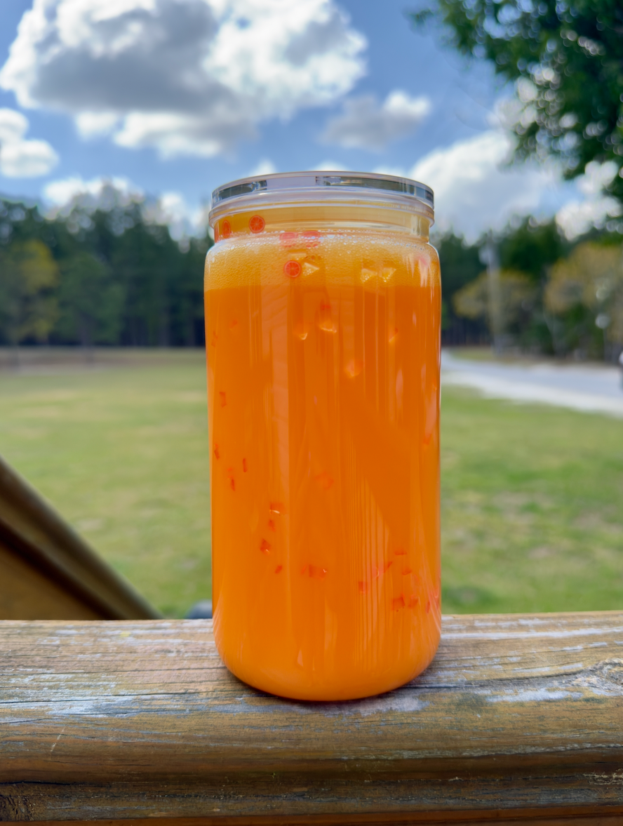 Orange Juice 16 oz Snowglobe Tumbler w/ Straw