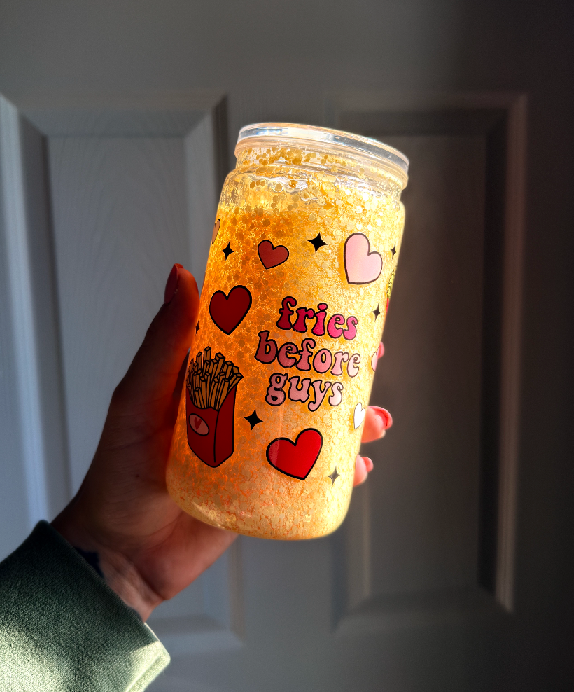 Fries Before Guys 16 oz Snowglobe Tumbler w/ Straw