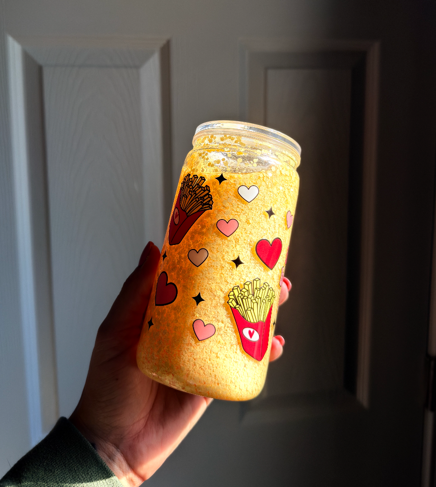 Fries Before Guys 16 oz Snowglobe Tumbler w/ Straw