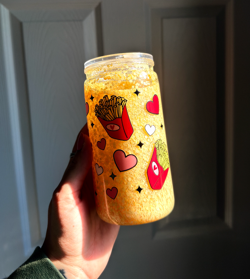 Fries Before Guys 16 oz Snowglobe Tumbler w/ Straw