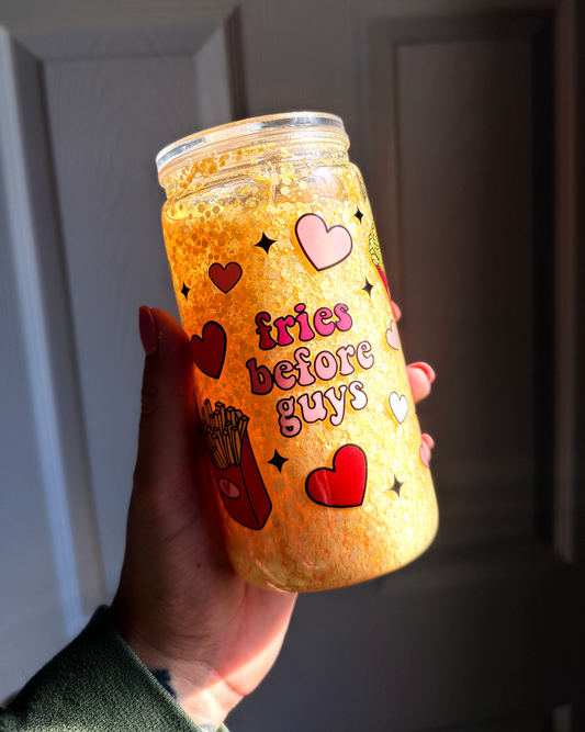 Fries Before Guys 16 oz Snowglobe Tumbler w/ Straw