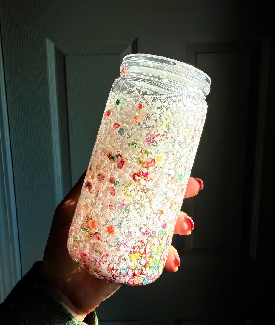 Fruit 16 oz Snowglobe Tumbler w/ Straw