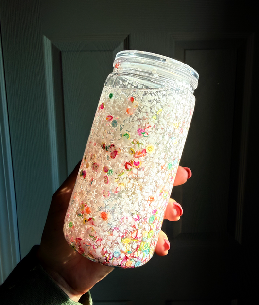 Fruit 16 oz Snowglobe Tumbler w/ Straw