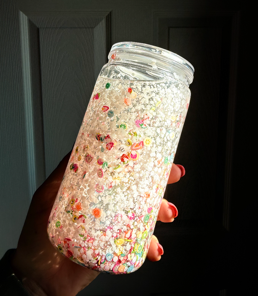 Fruit 16 oz Snowglobe Tumbler w/ Straw