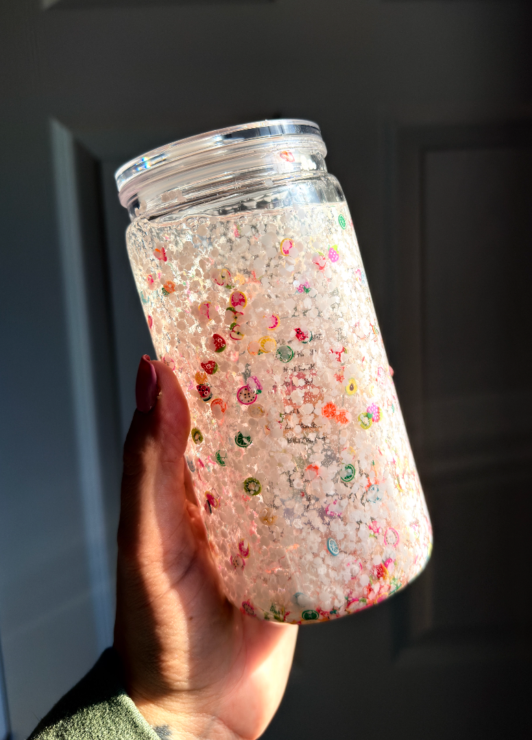 Fruit 16 oz Snowglobe Tumbler w/ Straw