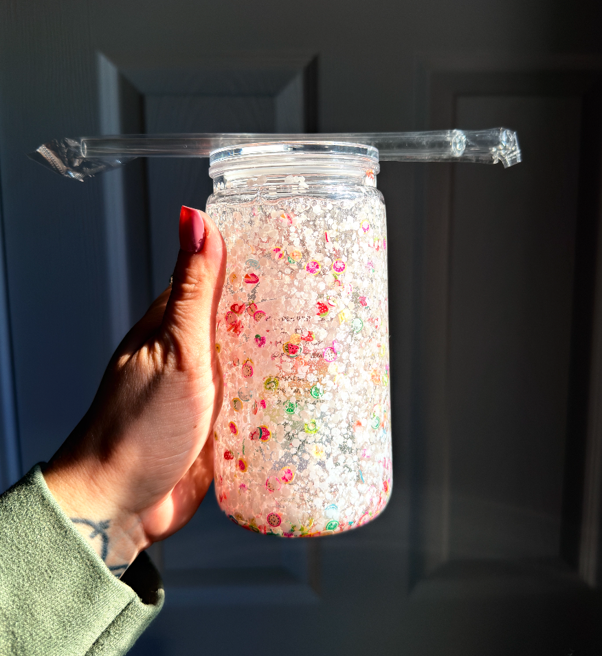 Fruit 16 oz Snowglobe Tumbler w/ Straw
