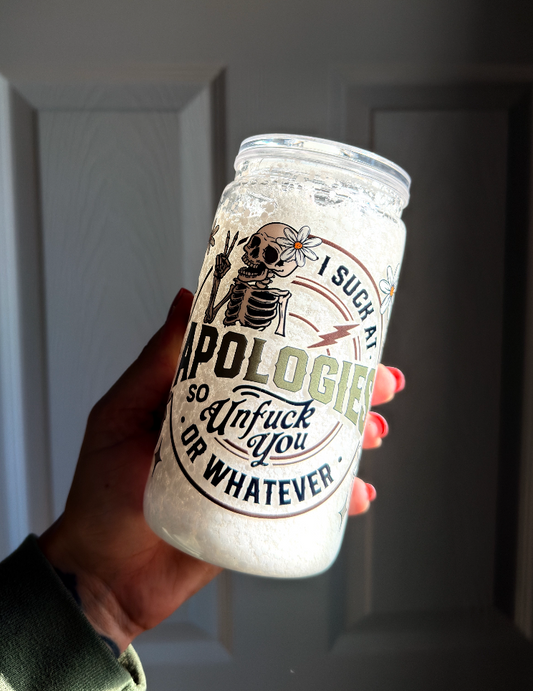 Apologies 16 oz Snowglobe Tumbler w/ Straw