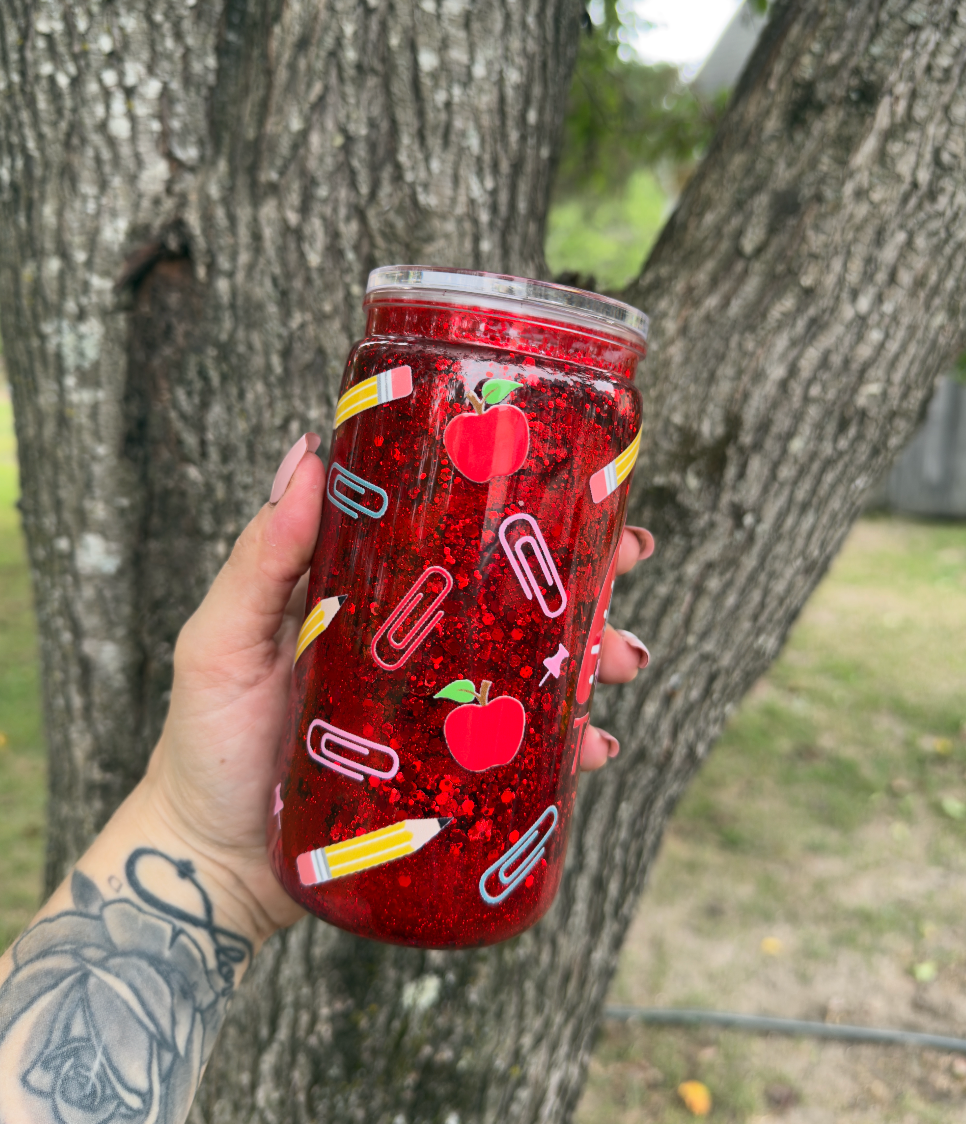 Teacher 16 oz Snowglobe Tumbler w/ Straw