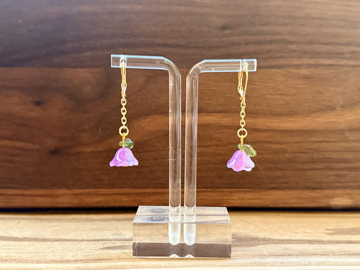 Purple Floral Dangly Earrings