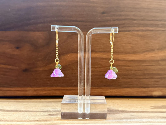 Purple Floral Dangly Earrings