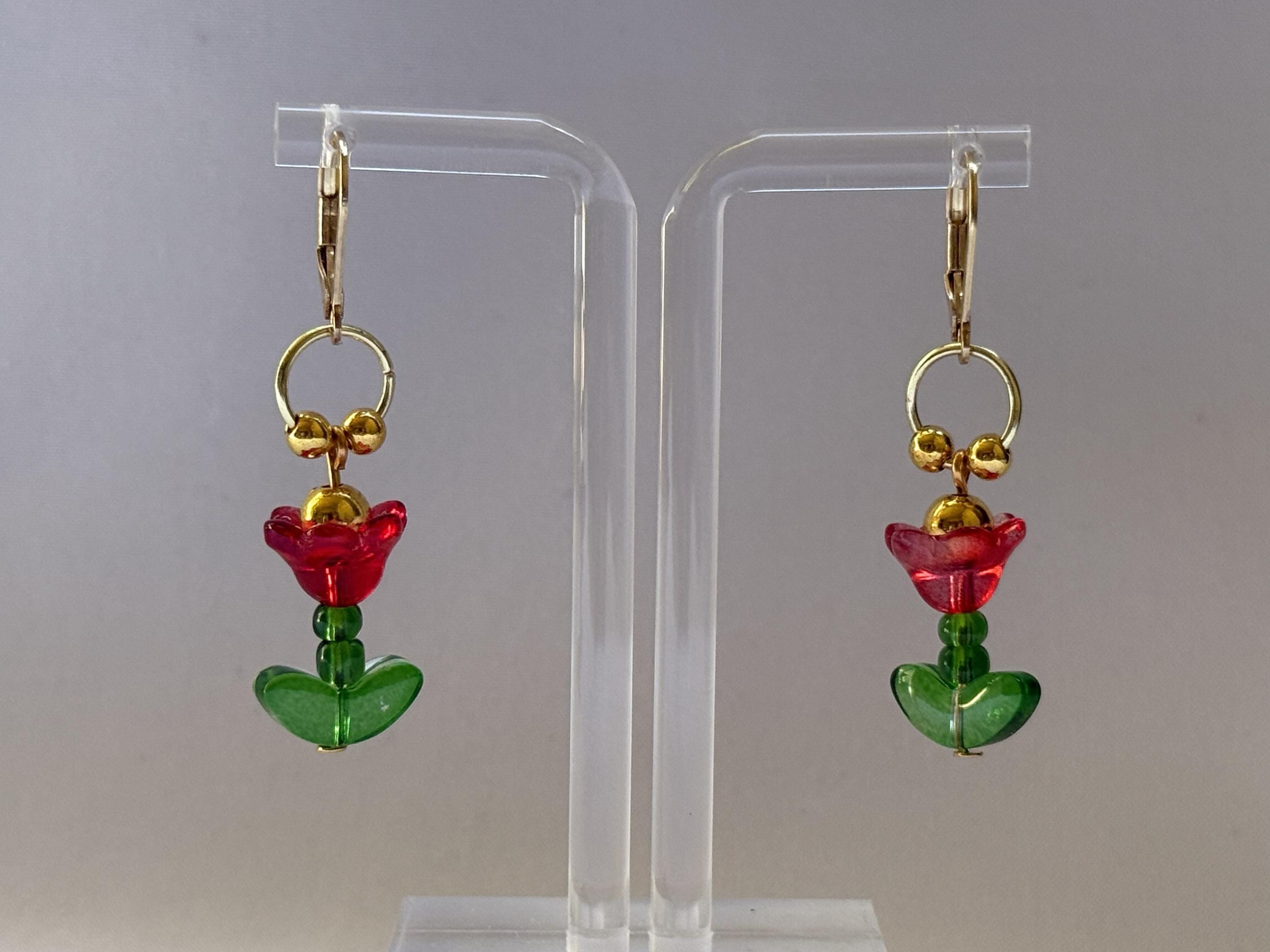 Red Floral Earrings