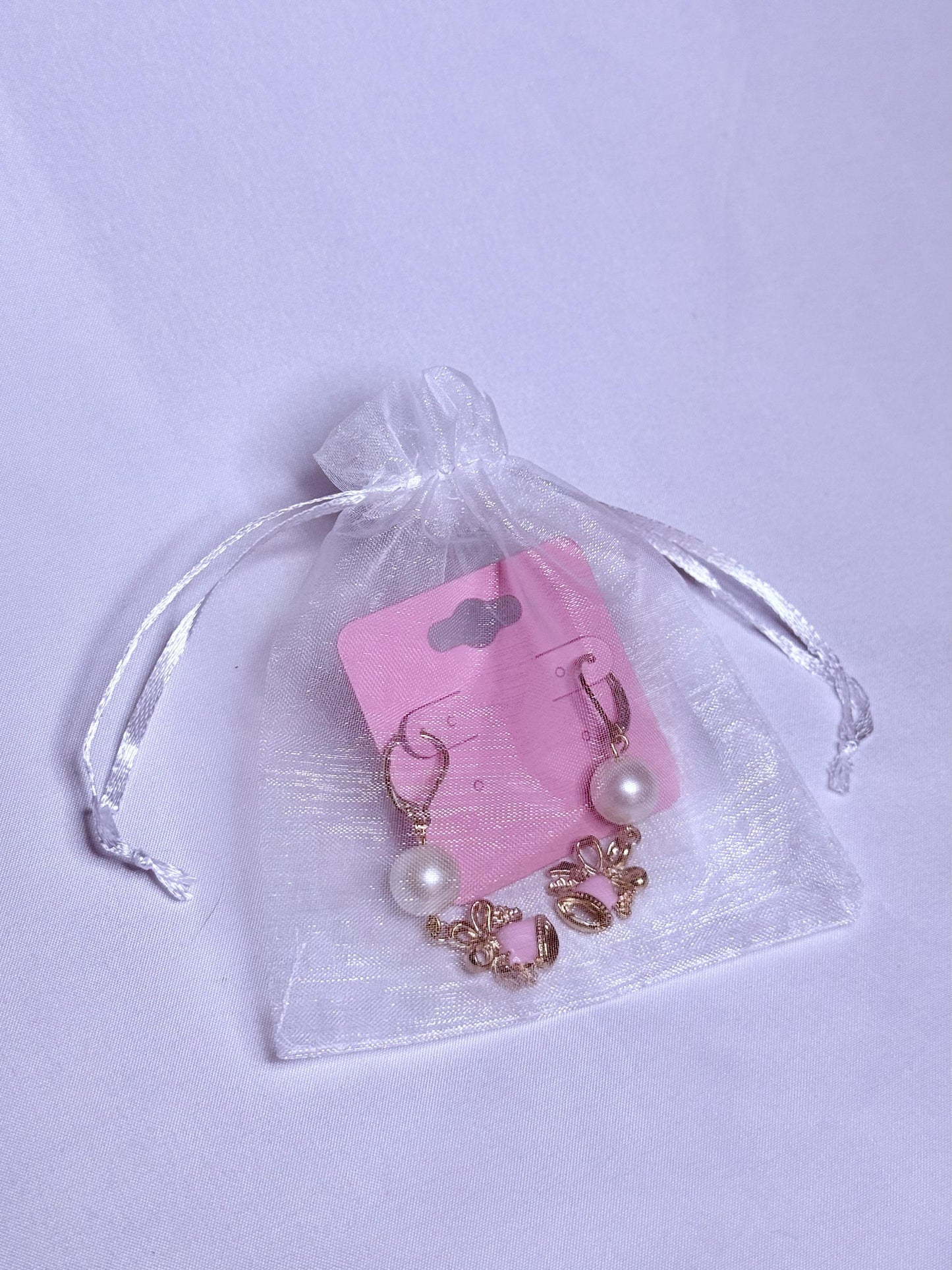 Pink & Pearl Bell Dangly Earrings : Holiday Earrings