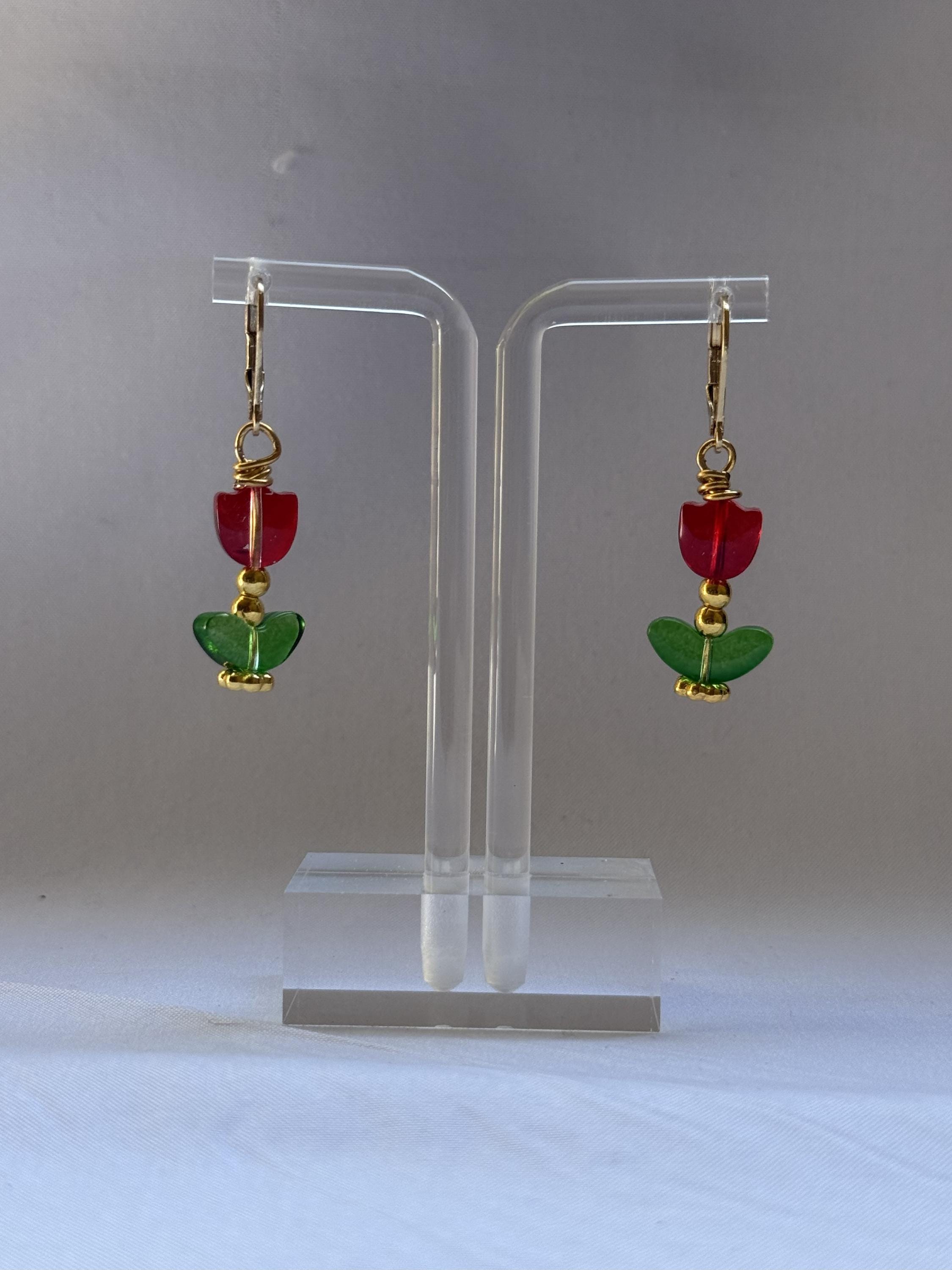 Red Tulip Earrings