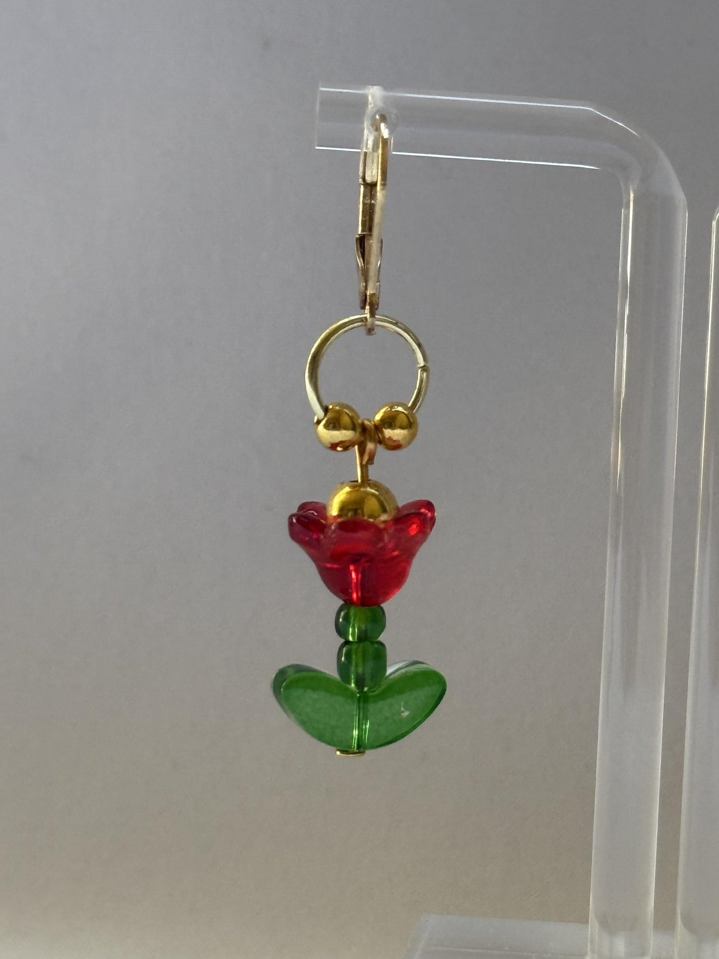 Red Floral Earrings