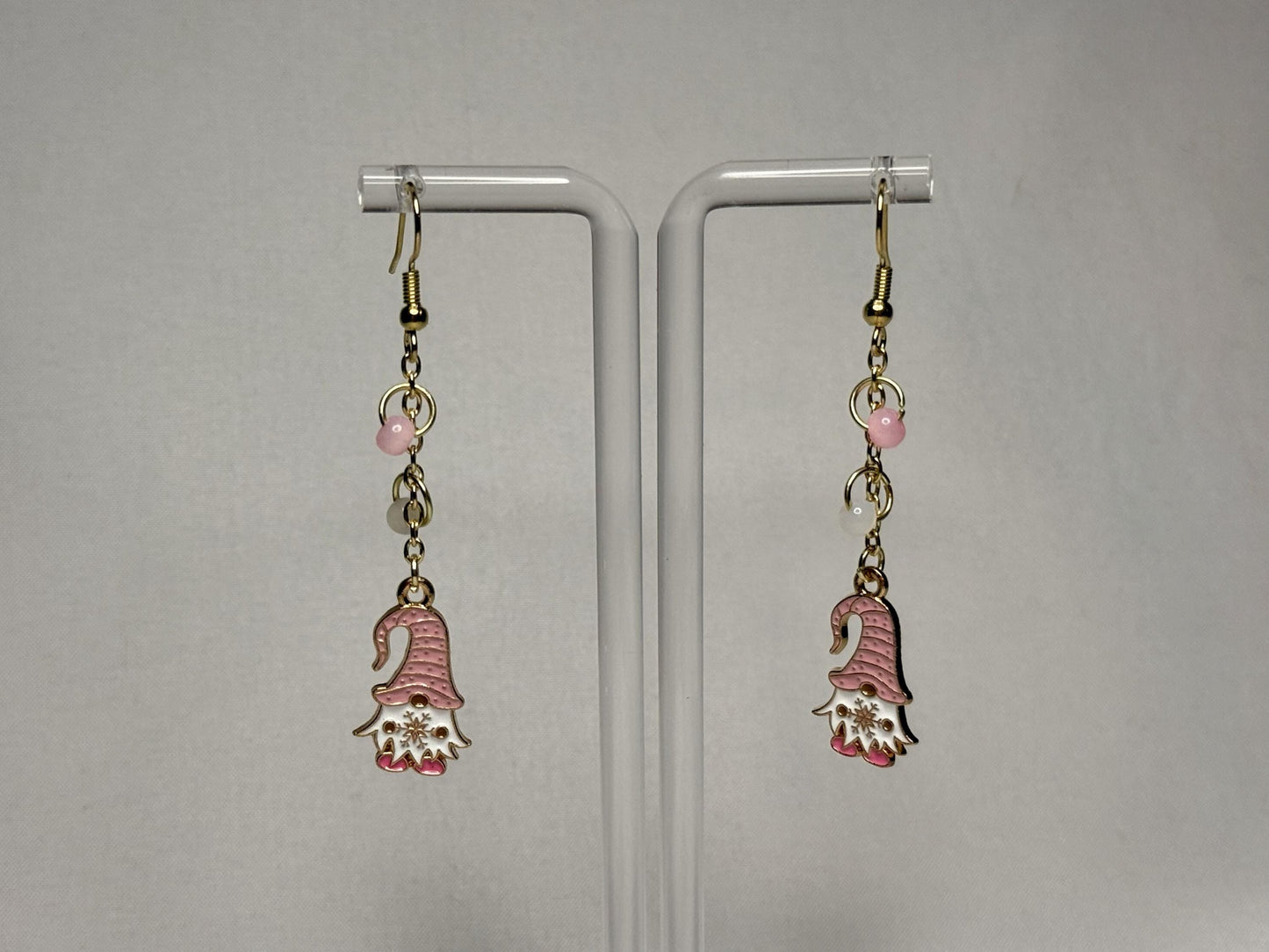 Pink Gnome Dangly Earrings : Holiday Earrings