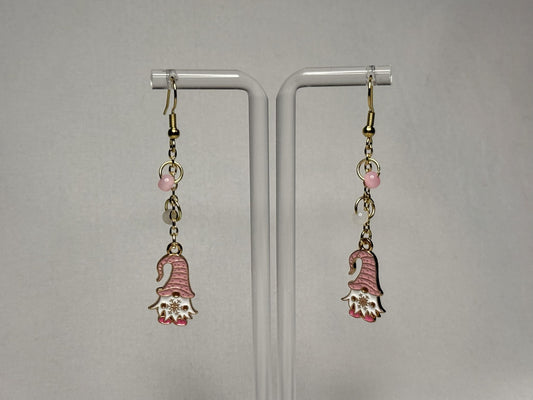 Pink Gnome Dangly Earrings : Holiday Earrings