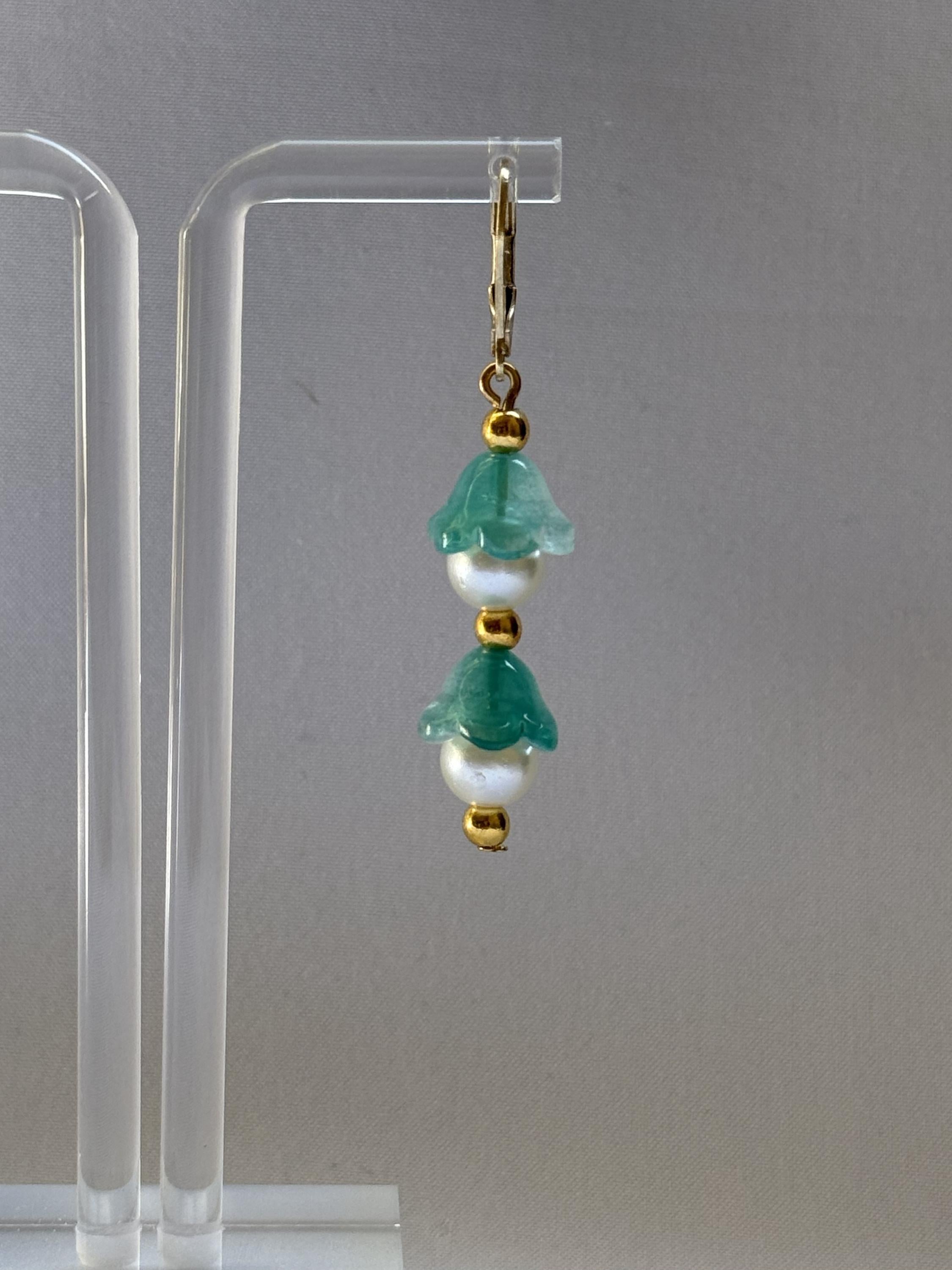 Spring Luxe Dangles – Green Blossoms & Pearls