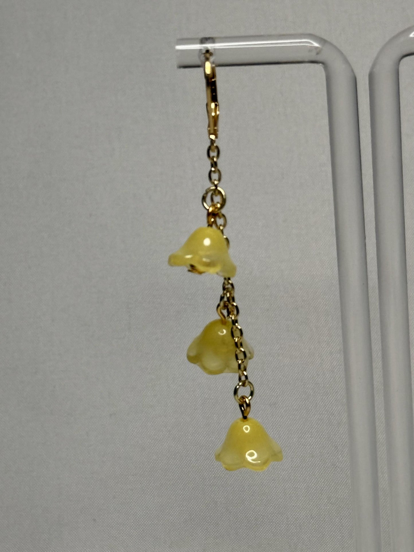 Yellow Floral Dangly Earrings