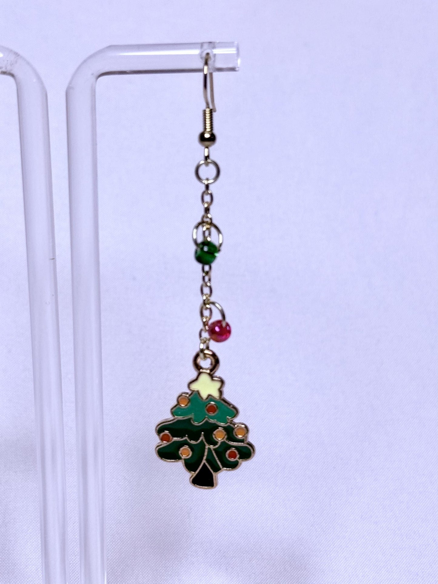 Holiday Cheer Earrings – Green Trees with Colorful Ornaments