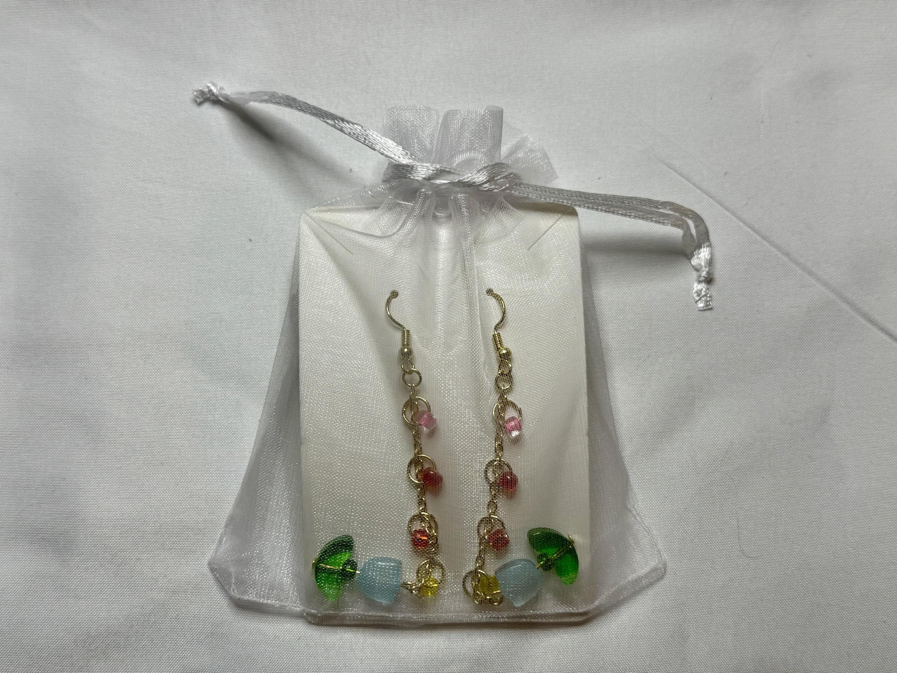 Rainbow Tulip Dangly Earrings: Flower Earrings
