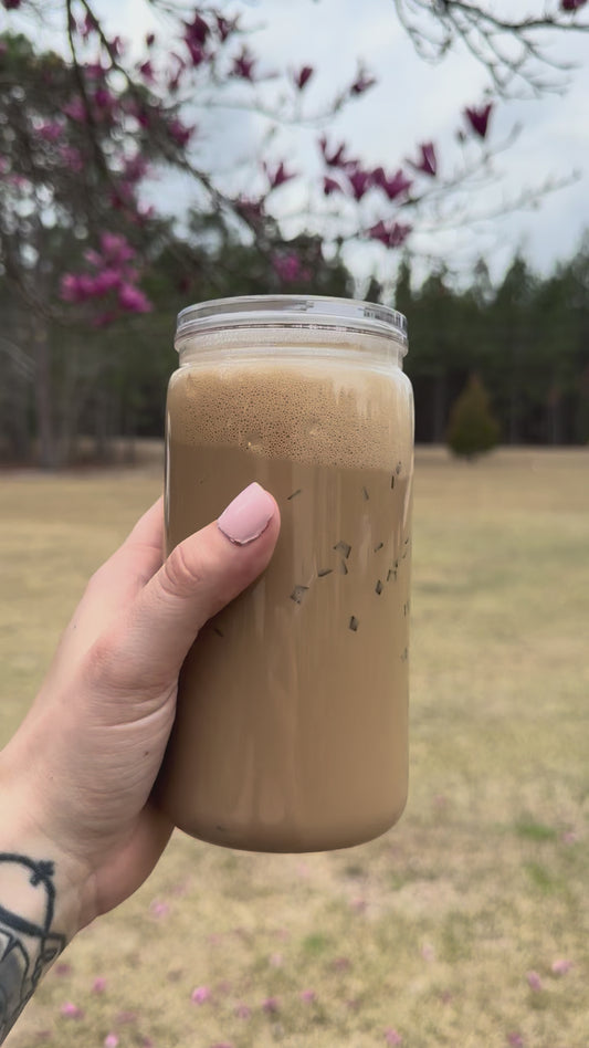 Iced Coffee 16 oz Snowglobe Tumbler w/ Straw