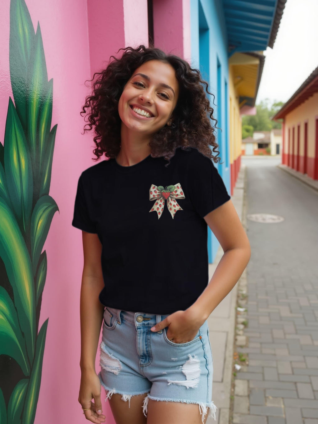 Strawberry Bow Pocket Tee